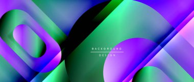 Çizgiler ve modern formlarla vektör geometrik arkaplan. Soyut yuvarlak şekiller, gölge ve ışık efektleri ile akışkan eğimli