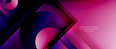 Çizgiler ve modern formlarla vektör geometrik arkaplan. Soyut yuvarlak şekiller, gölge ve ışık efektleri ile akışkan eğimli