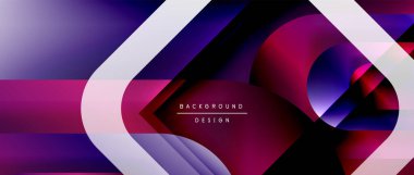 Çizgiler ve modern formlarla vektör geometrik arkaplan. Soyut yuvarlak şekiller, gölge ve ışık efektleri ile akışkan eğimli