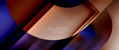 Çizgiler ve modern formlarla vektör geometrik arkaplan. Soyut yuvarlak şekiller, gölge ve ışık efektleri ile akışkan eğimli