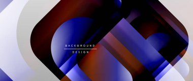 Çizgiler ve modern formlarla vektör geometrik arkaplan. Soyut yuvarlak şekiller, gölge ve ışık efektleri ile akışkan eğimli