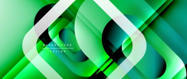 Çizgiler ve modern formlarla vektör geometrik arkaplan. Soyut yuvarlak şekiller, gölge ve ışık efektleri ile akışkan eğimli