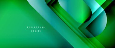 Çizgiler ve modern formlarla vektör geometrik arkaplan. Soyut yuvarlak şekiller, gölge ve ışık efektleri ile akışkan eğimli