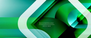 Çizgiler ve modern formlarla vektör geometrik arkaplan. Soyut yuvarlak şekiller, gölge ve ışık efektleri ile akışkan eğimli