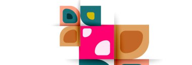 Soyut yuvarlak şekiller ve gölge efektleri tekrarlanan vektör modern geometrik arkaplan kümesi