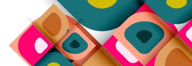 Soyut yuvarlak şekiller ve gölge efektleri tekrarlanan vektör modern geometrik arkaplan kümesi