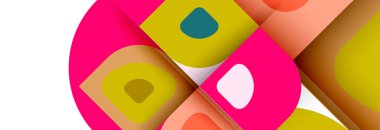 Soyut yuvarlak şekiller ve gölge efektleri tekrarlanan vektör modern geometrik arkaplan kümesi