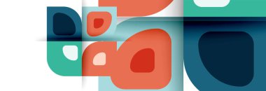 Soyut yuvarlak şekiller ve gölge efektleri tekrarlanan vektör modern geometrik arkaplan kümesi