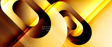 Çizgiler ve modern formlarla vektör geometrik arkaplan. Soyut yuvarlak şekiller, gölge ve ışık efektleri ile akışkan eğimli