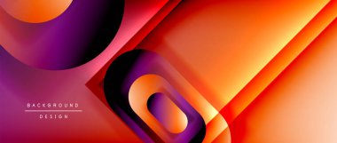 Çizgiler ve modern formlarla vektör geometrik arkaplan. Soyut yuvarlak şekiller, gölge ve ışık efektleri ile akışkan eğimli