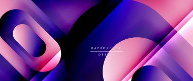 Çizgiler ve modern formlarla vektör geometrik arkaplan. Soyut yuvarlak şekiller, gölge ve ışık efektleri ile akışkan eğimli