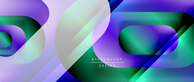 Çizgiler ve modern formlarla vektör geometrik arkaplan. Soyut yuvarlak şekiller, gölge ve ışık efektleri ile akışkan eğimli