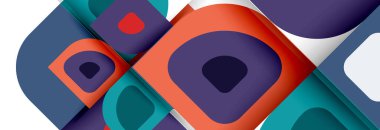 Soyut yuvarlak şekiller ve gölge efektleri tekrarlanan vektör modern geometrik arkaplan kümesi