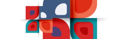 Soyut yuvarlak şekiller ve gölge efektleri tekrarlanan vektör modern geometrik arkaplan kümesi