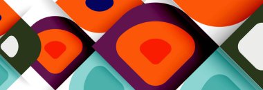 Soyut yuvarlak şekiller ve gölge efektleri tekrarlanan vektör modern geometrik arkaplan kümesi