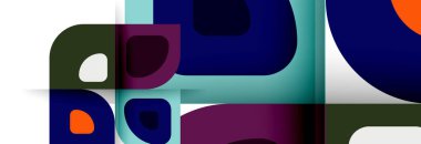 Soyut yuvarlak şekiller ve gölge efektleri tekrarlanan vektör modern geometrik arkaplan kümesi