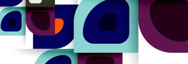 Soyut yuvarlak şekiller ve gölge efektleri tekrarlanan vektör modern geometrik arkaplan kümesi