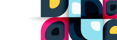 Soyut yuvarlak şekiller ve gölge efektleri tekrarlanan vektör modern geometrik arkaplan kümesi