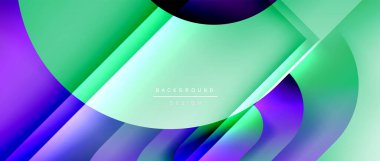 Çizgiler ve modern formlarla vektör geometrik arkaplan. Soyut yuvarlak şekiller, gölge ve ışık efektleri ile akışkan eğimli