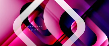 Çizgiler ve modern formlarla vektör geometrik arkaplan. Soyut yuvarlak şekiller, gölge ve ışık efektleri ile akışkan eğimli