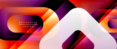 Çizgiler ve modern formlarla vektör geometrik arkaplan. Soyut yuvarlak şekiller, gölge ve ışık efektleri ile akışkan eğimli