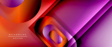 Çizgiler ve modern formlarla vektör geometrik arkaplan. Soyut yuvarlak şekiller, gölge ve ışık efektleri ile akışkan eğimli