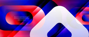 Çizgiler ve modern formlarla vektör geometrik arkaplan. Soyut yuvarlak şekiller, gölge ve ışık efektleri ile akışkan eğimli