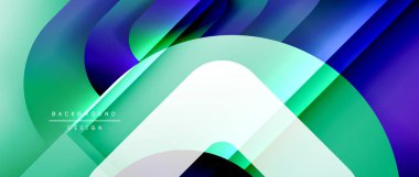 Çizgiler ve modern formlarla vektör geometrik arkaplan. Soyut yuvarlak şekiller, gölge ve ışık efektleri ile akışkan eğimli