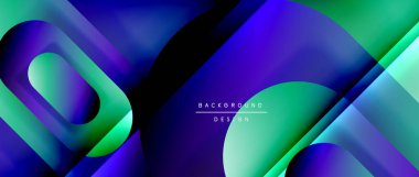 Çizgiler ve modern formlarla vektör geometrik arkaplan. Soyut yuvarlak şekiller, gölge ve ışık efektleri ile akışkan eğimli