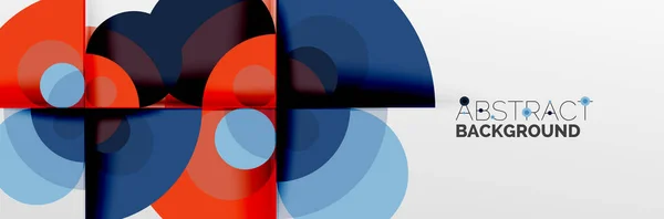 Яркие цветовые круги, абстрактные круглые формы и композиция треугольников с теневыми эффектами. Векторный современный геометрический шаблон — стоковый вектор