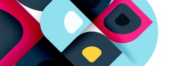 Soyut yuvarlak şekiller ve gölge efektleri tekrarlanan vektör modern geometrik arkaplan kümesi