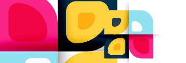 Soyut yuvarlak şekiller ve gölge efektleri tekrarlanan vektör modern geometrik arkaplan kümesi