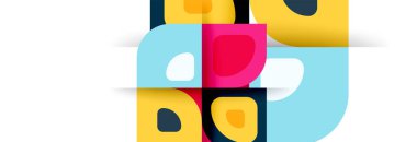 Soyut yuvarlak şekiller ve gölge efektleri tekrarlanan vektör modern geometrik arkaplan kümesi