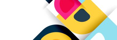 Soyut yuvarlak şekiller ve gölge efektleri tekrarlanan vektör modern geometrik arkaplan kümesi