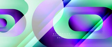 Çizgiler ve modern formlarla vektör geometrik arkaplan. Soyut yuvarlak şekiller, gölge ve ışık efektleri ile akışkan eğimli