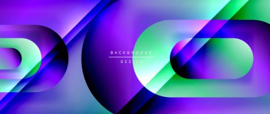 Çizgiler ve modern formlarla vektör geometrik arkaplan. Soyut yuvarlak şekiller, gölge ve ışık efektleri ile akışkan eğimli