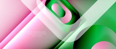 Çizgiler ve modern formlarla vektör geometrik arkaplan. Soyut yuvarlak şekiller, gölge ve ışık efektleri ile akışkan eğimli