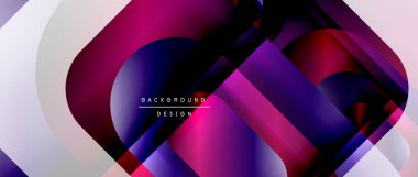 Çizgiler ve modern formlarla vektör geometrik arkaplan. Soyut yuvarlak şekiller, gölge ve ışık efektleri ile akışkan eğimli