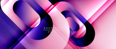 Çizgiler ve modern formlarla vektör geometrik arkaplan. Soyut yuvarlak şekiller, gölge ve ışık efektleri ile akışkan eğimli