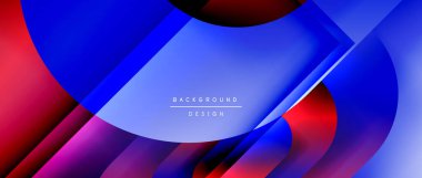 Çizgiler ve modern formlarla vektör geometrik arkaplan. Soyut yuvarlak şekiller, gölge ve ışık efektleri ile akışkan eğimli