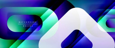 Çizgiler ve modern formlarla vektör geometrik arkaplan. Soyut yuvarlak şekiller, gölge ve ışık efektleri ile akışkan eğimli