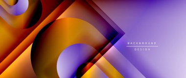 Çizgiler ve modern formlarla vektör geometrik arkaplan. Soyut yuvarlak şekiller, gölge ve ışık efektleri ile akışkan eğimli