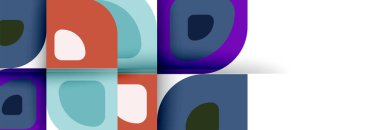 Soyut yuvarlak şekiller ve gölge efektleri tekrarlanan vektör modern geometrik arkaplan kümesi