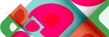 Soyut yuvarlak şekiller ve gölge efektleri tekrarlanan vektör modern geometrik arkaplan kümesi