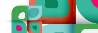 Soyut yuvarlak şekiller ve gölge efektleri tekrarlanan vektör modern geometrik arkaplan kümesi