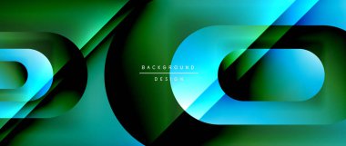 Çizgiler ve modern formlarla vektör geometrik arkaplan. Soyut yuvarlak şekiller, gölge ve ışık efektleri ile akışkan eğimli