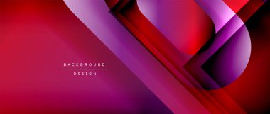 Çizgiler ve modern formlarla vektör geometrik arkaplan. Soyut yuvarlak şekiller, gölge ve ışık efektleri ile akışkan eğimli