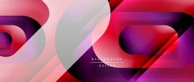 Çizgiler ve modern formlarla vektör geometrik arkaplan. Soyut yuvarlak şekiller, gölge ve ışık efektleri ile akışkan eğimli