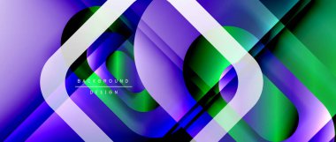 Çizgiler ve modern formlarla vektör geometrik arkaplan. Soyut yuvarlak şekiller, gölge ve ışık efektleri ile akışkan eğimli