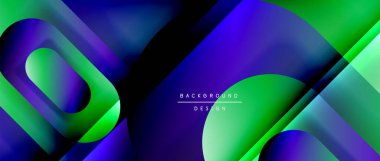 Çizgiler ve modern formlarla vektör geometrik arkaplan. Soyut yuvarlak şekiller, gölge ve ışık efektleri ile akışkan eğimli